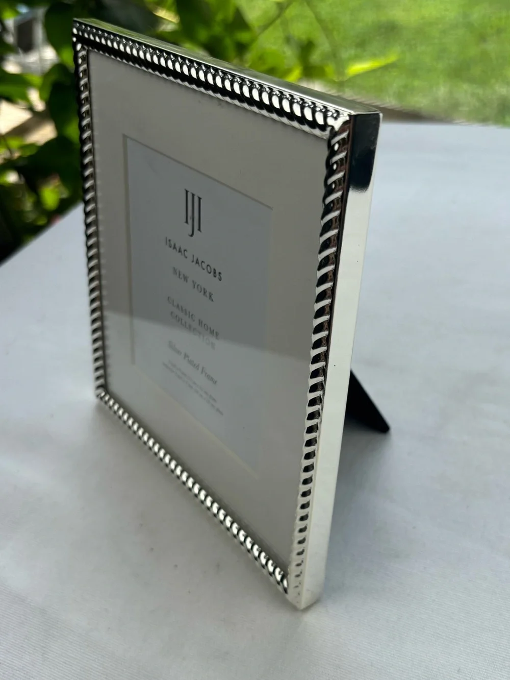NWT Isaac Jacobs Silver Plated Photo Frame 6” x 6” Matted 4” x 4” Rope Border